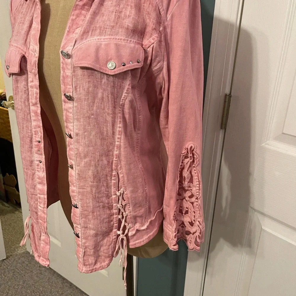 Dolcezza Pink Linen Shirt - Picture 2 of 8
